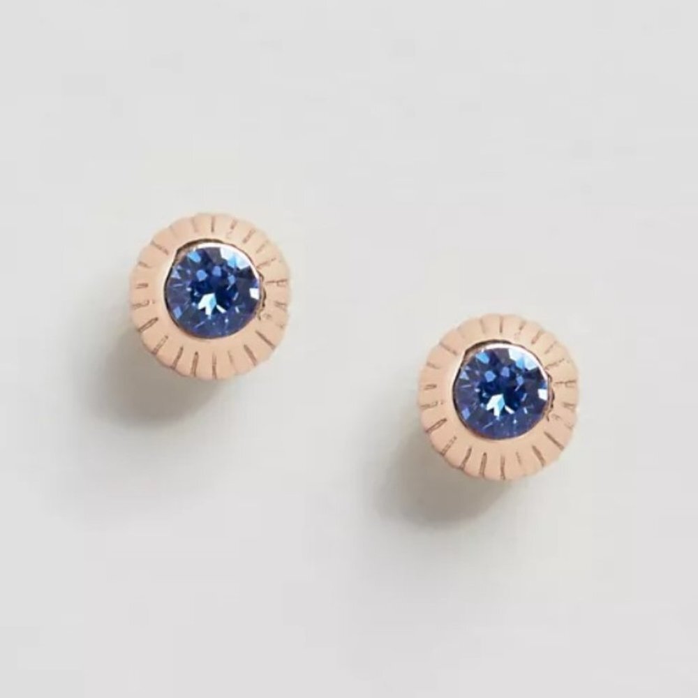 Ted Baker Anessa Plisse Sapphire Blue Swarovski Crystal Ball Ring